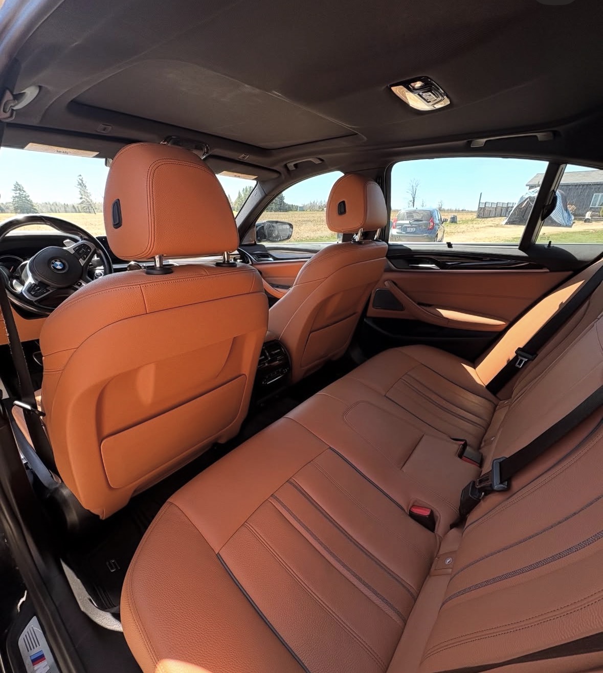 Detailed BMW interior with cognac leather