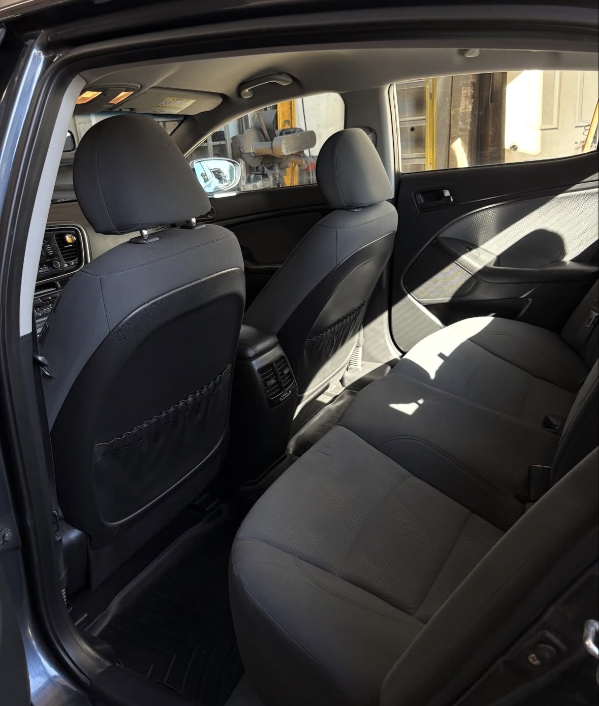 Detailed Kia interior back seats and rear cabin